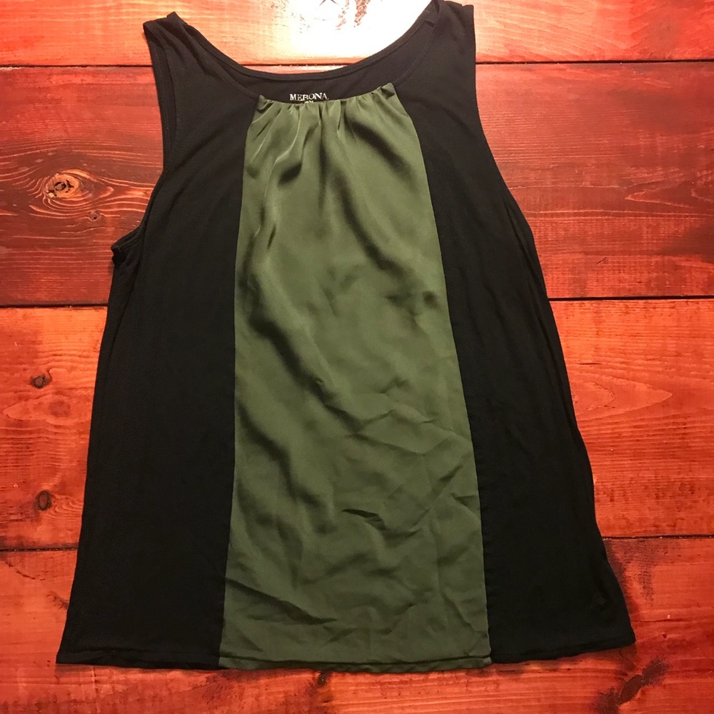 Black and green tank top blouse